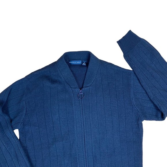 Northern Isles Rib Knit Grandpa Zip Cardigan Kurt Cobain Old Money Sweater-M - Picture 3 of 12